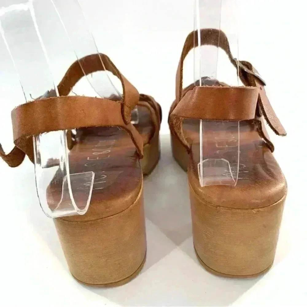 Muse & cloud womens sandals size 36 tan leather chunky retro festival boho
